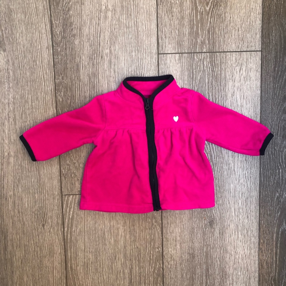 OSHKOSH FLEECE ZIP UP SWEATER JACKET PINK 12 MO